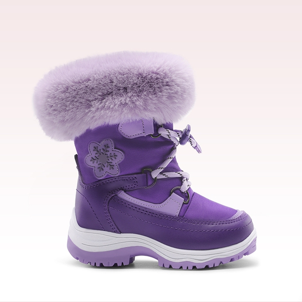 Kids Non-Slip Fur Lined Snow Boots - PURPLE - 1